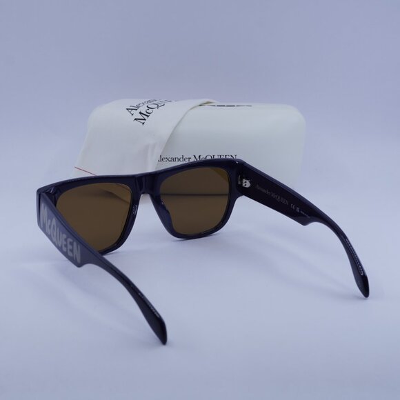 Alexander McQueen AM0328S 004 Square Sunglasses - Blue/Brown - Picture 7 of 11